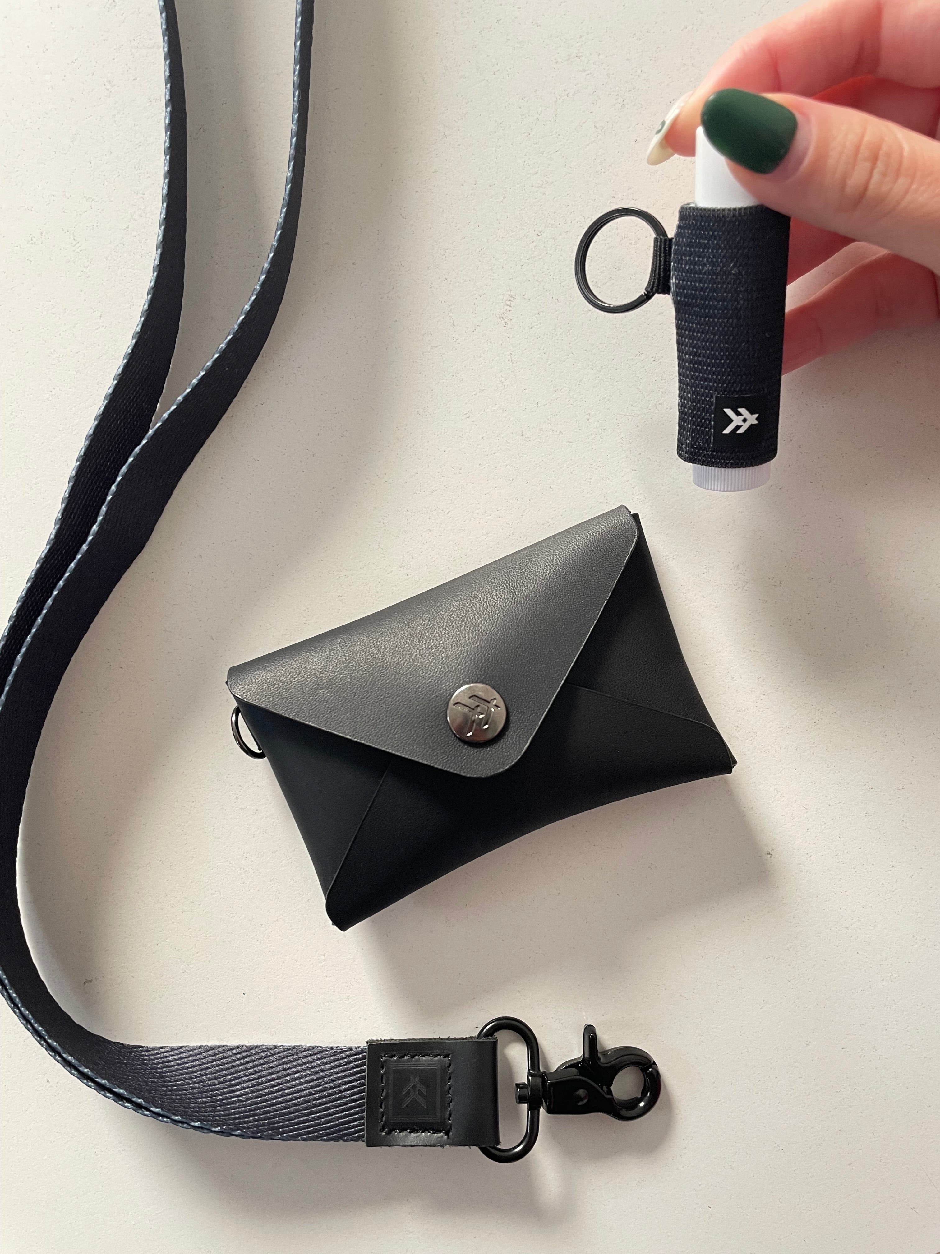 Black | Lip Balm Holder | Convenient & Secure Elastic | Thread
